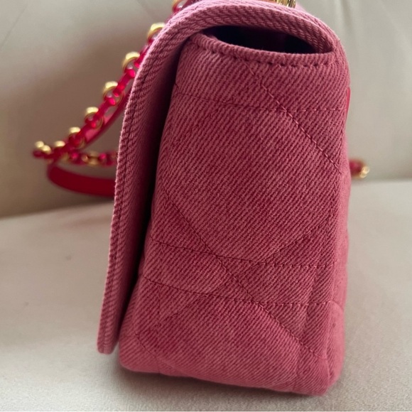 Christian Dior Macrocannage Caro Crossbody Medium Pink Denim - Picture 10 of 15